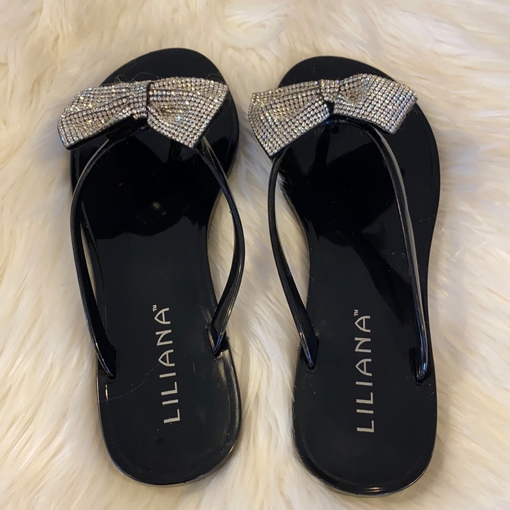 Liliana flip flops with faux gems/crystals